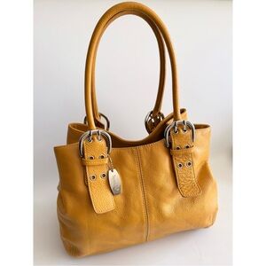 Tignanello Mustard Yellow Leather Shoulder Bag
